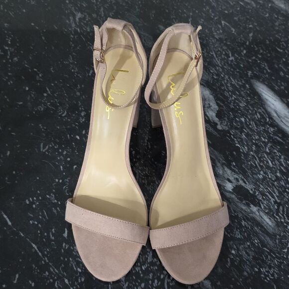 BRAND NEW LULUS-TAYLOR NATURAL ANKLE STRAP HEEL SUEDE SANDAL - Picture 3 of 16